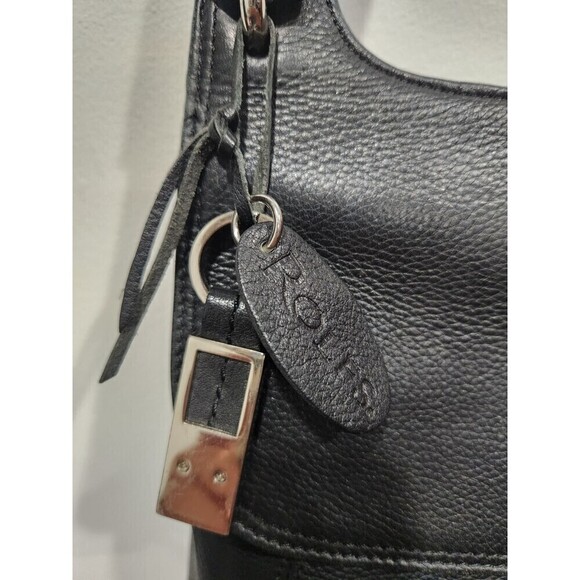 ROLFS Vintage Black Pebble Leather Front Flap Saddle Shoulder Bag - Picture 4 of 11